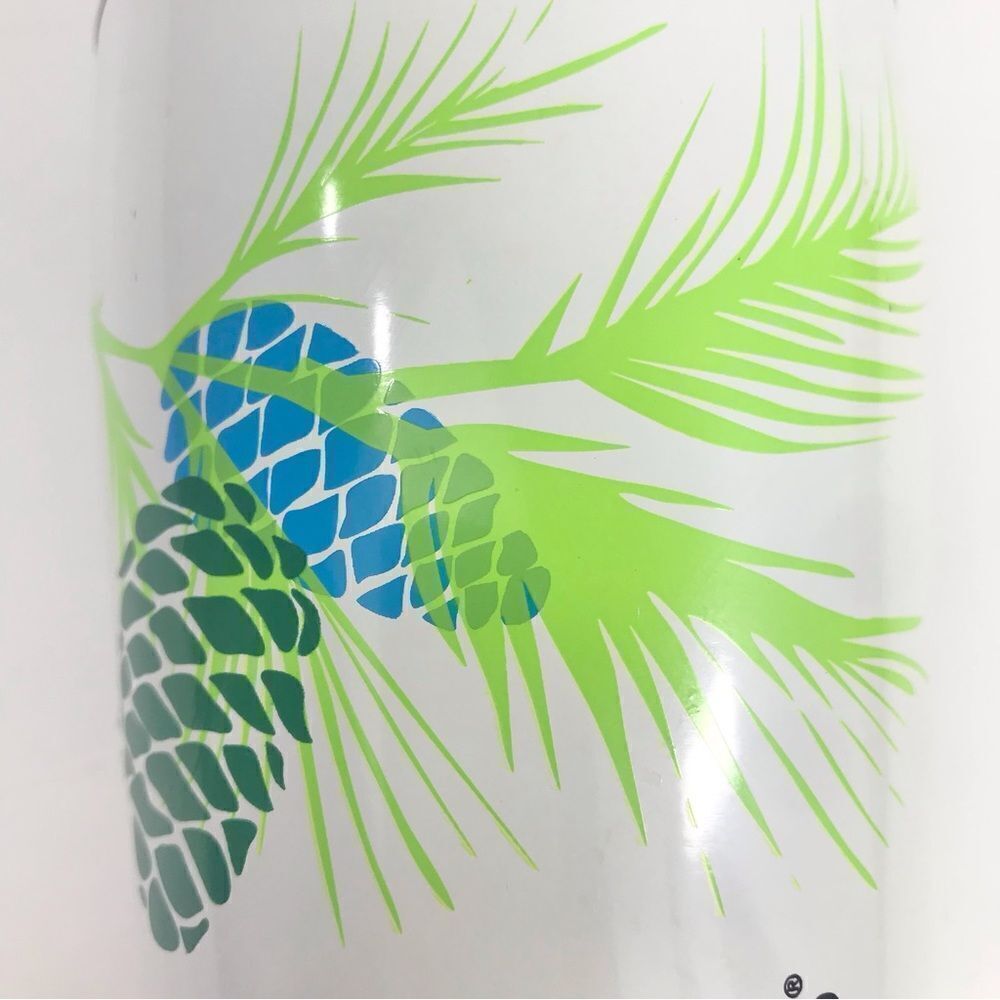 Starbucks White Travel Tumbler Green and Blue Pine Cone and Branch Design - Picture 6 of 13